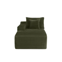 Velvety Fabric Sectional Sofa with Chaise Lounge and Cup Holder, Nimble Couch for Living Room and Bedroom, 66'' L x 39" W x 33" H, Green(m-2)