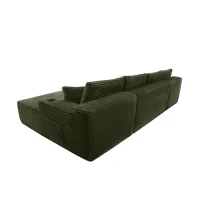 Snug Corduroy Sectional Sofa with U-Shaped Chaise and Side Pockets, Refined Couch for Living Room and Bedroom, 134'' L x 66" W x 26" H, Green(m-11)