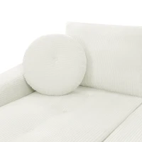 Cozy 2-Piece Chaise Lounge Set with Left and Right Design, Modern Corduroy Lounge Chair with Spring Padding, 66'' L x 76" W x 23" H, White(m-10)