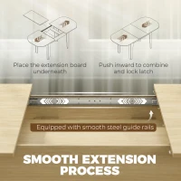 HOMCOM Extendable Oval Dining Table for 4-6, Farmhouse Expandable Kitchen Table, Round Edges, Oak(m-5)