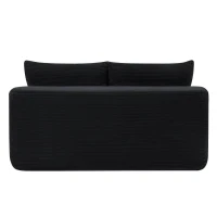 Hearty Corduroy Sectional Sofa with Double Chaise and Deep Seat, Stalwart Couch for Living Room and Apartment, 57'' L x 35" W x 24" H, Black(m-10)