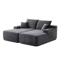 Modern Cloud Sectional with L-Shape and Double Chaise, Cozy 2-Seater Couch with Plush Fabric and No Assembly, 75'' L x 66" W x 26" H, Grey(m-9)