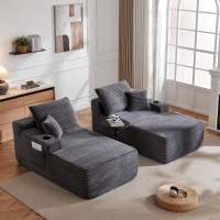 Restful Fabric Sectional Sofa with Double Chaise and Deep Seat, Trendy Couch for Modern Living Room and Bedroom, 69'' L x 61" W x 30" H, Grey(m-6)