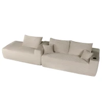 Cloud Sectional with Left L-Shape Chaise and Side Pockets, Cozy Modular Sofa with Deep Seat and No Assembly, 108'' L x 63" W x 23" H, Coffee(m-11)