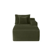 Silken Fabric Chaise Lounge with Cup Holder and Deep Seat, Clever Couch for Living Room and Bedroom, 66'' L x 39" W x 33" H, Green Right(m-2)