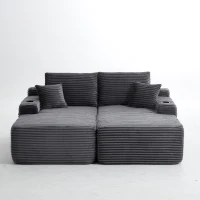 Restful Fabric Sectional Sofa with Double Chaise and Deep Seat, Trendy Couch for Modern Living Room and Bedroom, 69'' L x 61" W x 30" H, Grey(m-2)