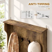 HOMCOM Hall Tree with Coat Rack, Storage, and Sitting Bench, Rustic Brown(m-7)