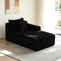 Chic Right Chaise with Plush Velvet and Cup Holder, Cozy Modular Sofa with Flexible Matching and No Assembly, 66'' L x 39" W x 33" H, Black(m-1)