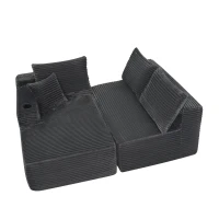 Modern Cloud Sectional with L-Shape Chaise and Cup Holder, Cozy Modular Sofa with Deep Seat and No Assembly, 96'' L x 66" W x 33" H, Grey(m-9)