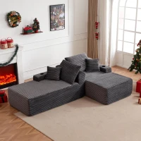 Restful Fabric Sectional Sofa with Double Chaise and Deep Seat, Trendy Couch for Modern Living Room and Bedroom, 69'' L x 61" W x 30" H, Grey(m-9)
