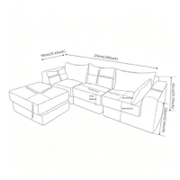 Snuggly Corduroy Sectional Sofa with 5 Pillows and Modular Design, Friendly Couch for Living Room and Bedroom, 100'' L x 35" W x 24" H, Grey(m-3)