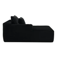 Sumptuous Velvet Chaise Lounge with Cup Holder and Deep Seat, Convertible Couch for Living Room and Bedroom, 66'' L x 39" W x 33" H, Black Left(m-10)