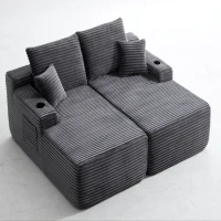 Restful Fabric Sectional Sofa with Double Chaise and Deep Seat, Trendy Couch for Modern Living Room and Bedroom, 69'' L x 61" W x 30" H, Grey(m-12)