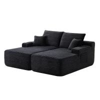 Cozy Modern Cloud Sectional with L-Shape Chaise and Deep Seat, Chic Plush 2-Seater Sofa with No Assembly, 75.5'' L x 66" W x 26" H, Black(m-9)