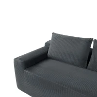 Plush Corduroy Sectional Sofa with L-Shaped Chaise & Deep Seat, Modern Couch for Living Room & Bedroom, 96.5'' L x 60" W x 31" H, Grey Right(m-5)