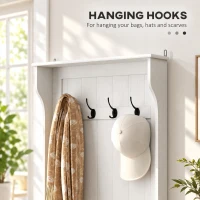 HOMCOM Hall Tree with Coat Rack, Storage, and Sitting Bench, Cream White(m-5)