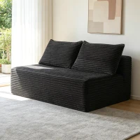 Cozy Cloud Sectional with Double Chaise and Deep Seat, Modern 2-Seater Couch with Plush Fabric and No Assembly, 57'' L x 35" W x 24" H, Grey(m-1)
