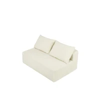 Pure Fabric Sectional Sofa with Double Chaise and Deep Seat, Serene Couch for Modern Living Room and Bedroom, 57'' L x 35" W x 24" H, White(m-6)