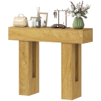 HOMCOM 42 Inch Console Table, Sofa Table Behind the Couch with Thickened Tabletop for Living Room, Hallway, Entrance, Oak