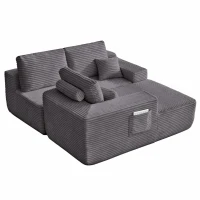 Luxe Fabric Sofa with L-Shaped Chaise and Side Pockets, Functional Couch for Living Room and Bedroom, 104'' L x 67" W x 32.5" H, Grey Left(m-12)