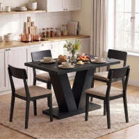 HOMCOM Modern Dining Table for 4 People, 47.2" Kitchen Table for Dining Room and Living Room, Rectangular, Black Wood Grain(m-9)