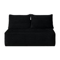 Elegant Chaise Lounge with Plush Velvet and Cup Holder, Chic Sofa with Flexible Matching and No Assembly, 57'' L x 39" W x 33" H, Black(m-9)