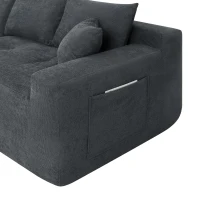 Modern Cloud Sectional with L-Shape Chaise and Deep Seat, Modular Sofa with Cotton-Linen Fabric and No Assembly, 85'' L x 53" W x 24" H, Grey(m-6)
