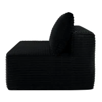 Elegant Chaise Lounge with Plush Velvet and Cup Holder, Chic Sofa with Flexible Matching and No Assembly, 57'' L x 39" W x 33" H, Black(m-7)