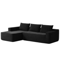 Modern Cloud Sectional with L-Shaped Chaise and Deep Seat, Modular Sofa with Side Pockets and No Assembly, 104'' L x 67" W x 32.5" H, Black(m-11)