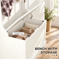 HOMCOM Hall Tree with Coat Rack, Storage, and Sitting Bench, Cream White(m-6)