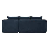 Modern Sectional with L-Shape Chaise and Deep Seat, Cozy Modular Sofa with Cotton-Linen Fabric and No Assembly, 85'' L x 53" W x 24" H, Blue(m-12)