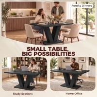 HOMCOM Modern Dining Table for 4 People, 47.2" Kitchen Table for Dining Room and Living Room, Rectangular, Black Wood Grain(m-7)