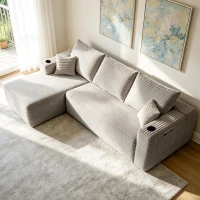 Cloud Sectional with Left L-Shape Chaise and Side Pockets, Cozy Modular Sofa with Deep Seat and No Assembly, 108'' L x 63" W x 23" H, Coffee(m-5)