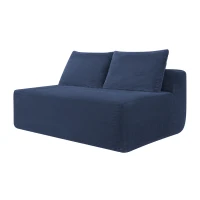 Vivid Corduroy Chaise Lounge with Dual Seats, Deep Seat and Cup Holder, Lively Couch for Living Room and Bedroom, 57'' L x 35" W x 24" H, Blue(m-10)