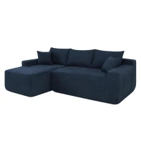 Modern Cloud Sectional with L-Shape Chaise and Deep Seat, Modular Sofa with Cotton-Linen Fabric and No Assembly, 85'' L x 53" W x 24" H, Blue(m-14)