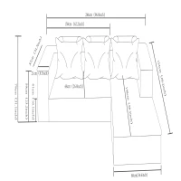 Plush Corduroy Sectional Sofa with L-Shaped Chaise and Deep Seat, Modern Couch for Living Room and Bedroom, 96.5'' L x 60" W x 31" H, Grey Right(m-3)