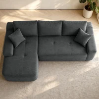Modern Cloud Sectional with L-Shape Chaise and Deep Seat, Modular Sofa with Cotton-Linen Fabric and No Assembly, 85'' L x 53" W x 24" H, Grey(m-4)