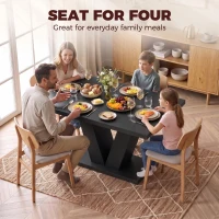 HOMCOM Modern Dining Table for 4 People, 47.2" Kitchen Table for Dining Room and Living Room, Rectangular, Black Wood Grain(m-4)
