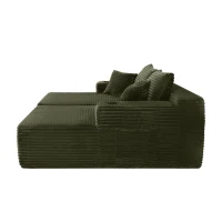 Downy Fabric Sectional Sofa with Double Chaise and Cup Holder, Useful Couch for Modern Living Room and Bedroom, 76'' L x 66" W x 26" H, Green(m-10)