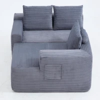 Modern Cloud Sectional with L-Shaped Chaise and Deep Seat, Cozy Modular Sofa with Corduroy and No Assembly, 96.5'' L x 60" W x 31" H, Grey(m-9)