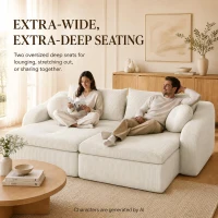 Cozy 2-Piece Chaise Lounge Set with Left and Right Design, Modern Corduroy Lounge Chair with Spring Padding, 66'' L x 76" W x 23" H, White(m-4)