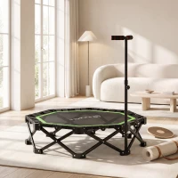 Soozier 50" Foldable Mini Trampoline for Adults, One-Step Fold & Open, 550LBS Capacity, 3-Level Adjustable Handle, Green(m-9)