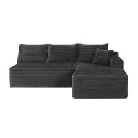 Modern Cloud Sectional with L-Shape Chaise and Cup Holder, Cozy Modular Sofa with Plush Fabric and No Assembly, 96'' L x 66" W x 33" H, Grey(m-2)