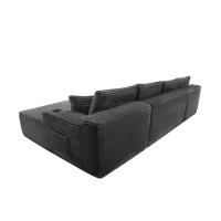 Relaxing Fabric Sectional Sofa with U-Shaped Double Chaise and Pockets, Classy Couch for Living Room and Bedroom, 126'' L x 66" W x 26" H, Grey(m-8)