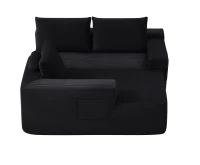 Modern Cloud Sectional with L-Shape Chaise and Deep Seat, Cozy Modular Sofa with Corduroy and No Assembly, 97'' L x 60" W x 31" H, Black(m-2)