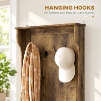 HOMCOM Hall Tree with Coat Rack, Storage, and Sitting Bench, Rustic Brown(m-5)