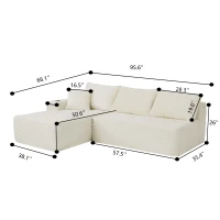 Modern Cloud Sectional with L-Shape Chaise and Cup Holder, Cozy Modular Sofa with Deep Seat and No Assembly, 96'' L x 66" W x 33" H, Grey(m-3)