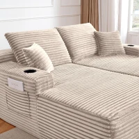Modern Cloud Sectional with L-Shape and Dual Chaise, Cozy 2-Seater Sofa with Plush Fabric and No Assembly, 69'' L x 61" W x 30" H, Beige(m-6)