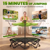 Soozier 50" Foldable Mini Trampoline for Adults, One-Step Fold & Open, 550LBS Capacity, 3-Level Adjustable Handle, Green(m-7)
