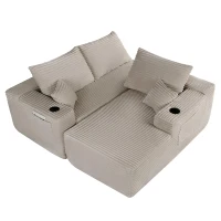 Modern Cloud Sectional with L-Shape Chaise and Side Pockets, Modular Couch with Deep Seat and No Assembly, 108'' L x 63" W x 23" H, Coffee(m-6)